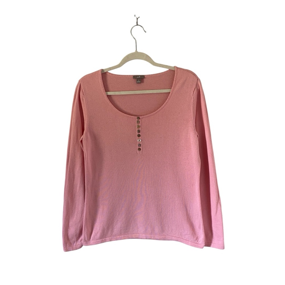 J. Jill women’s pink scoop neck long sleeve size M button details eclectic artsy